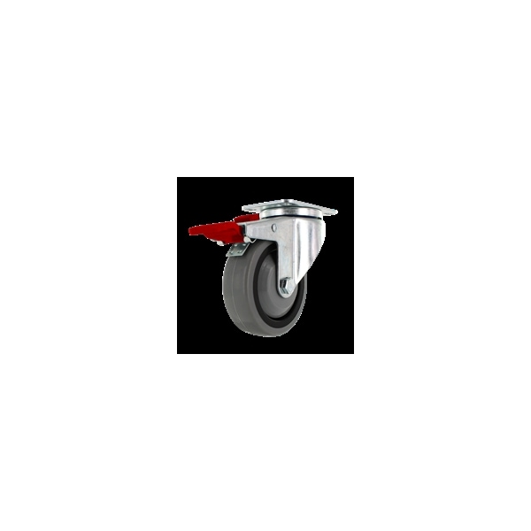 4"x1.25", TPR A70 CROWN TREAD WHEEL, TOTAL LOCKING SWIVEL CASTER